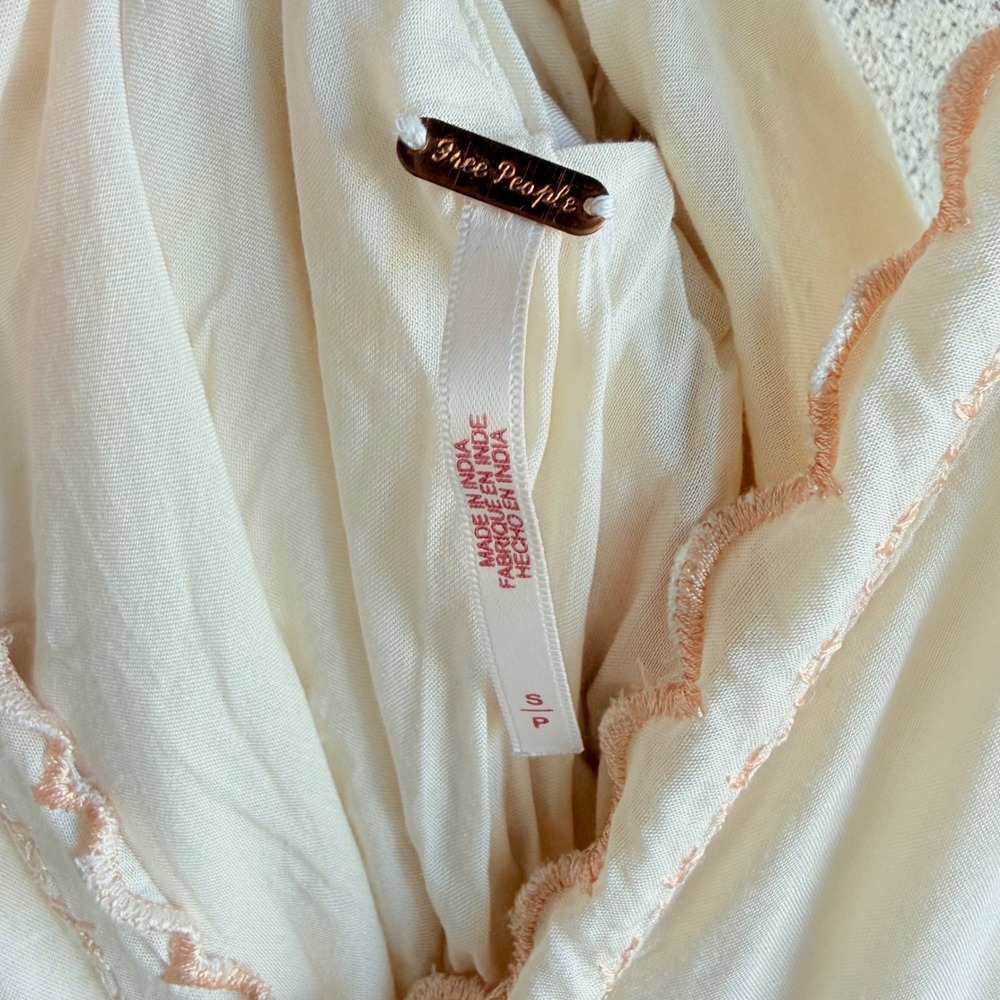 Free People Midi Dress Embroidered Floral Boho Handkerchief Hem Sundress Small - Picture 6 of 14